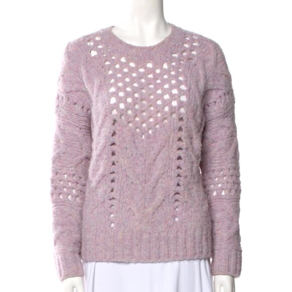 IRO Fordon Oversized Chunky Open Cableknit Lavender Wool Blend Sweater XS - Picture 6 of 11